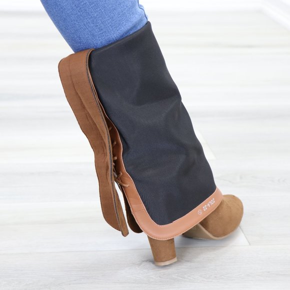 Suede Over The Knee Heeled Boots With Lace Up Back - Picture 15 of 15